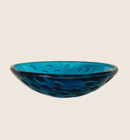 Coupe "Odelys" Guerlain France – Verre Turquoise Sculpté (Sixties) - LVR