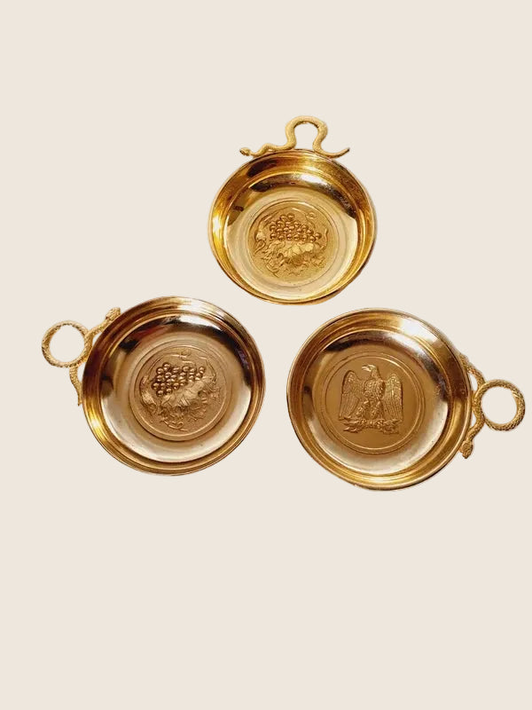 Trio de Tastevins de Collection : Dorure Or Fin 24 Carats & Symbolisme Rare - LVR