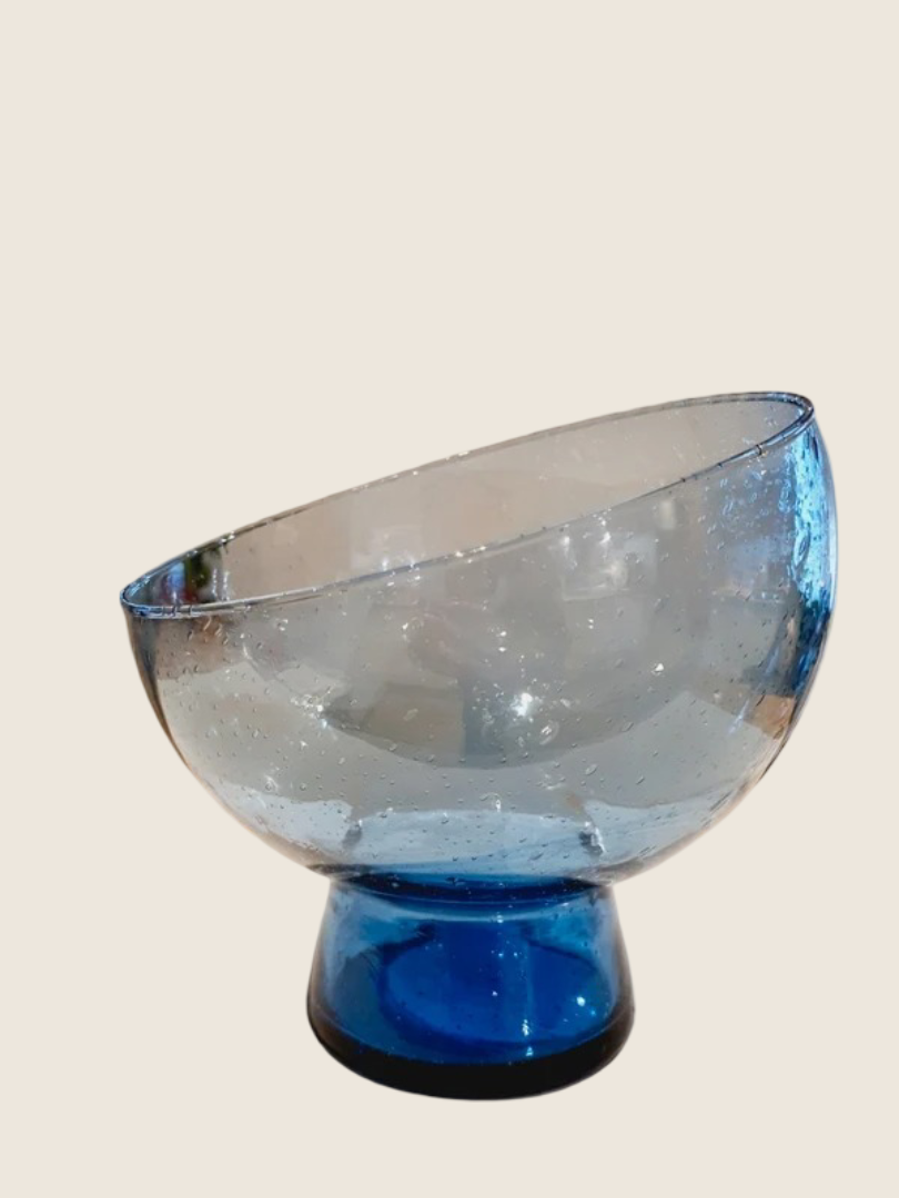 Coupelle en Verre Bullé Bleu Méditerranée : L’Art du Souffle (Style Biot) - LVR