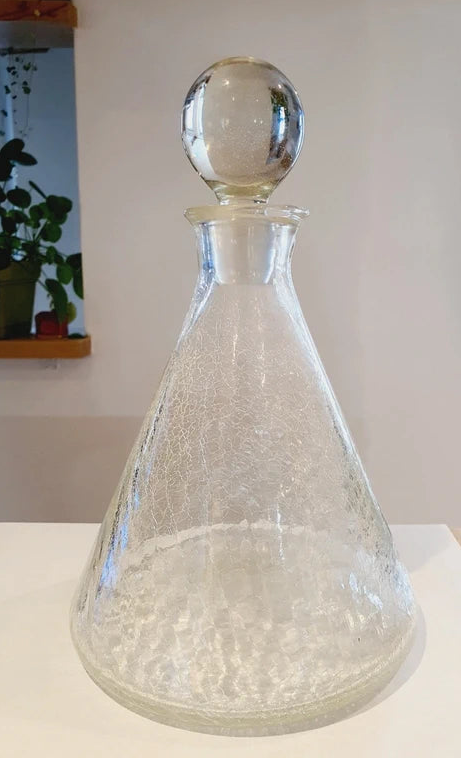 Carafe "Ice Glass" Craquelée : Sculpture de Verre Mid-Century (50-60's) - LVR
