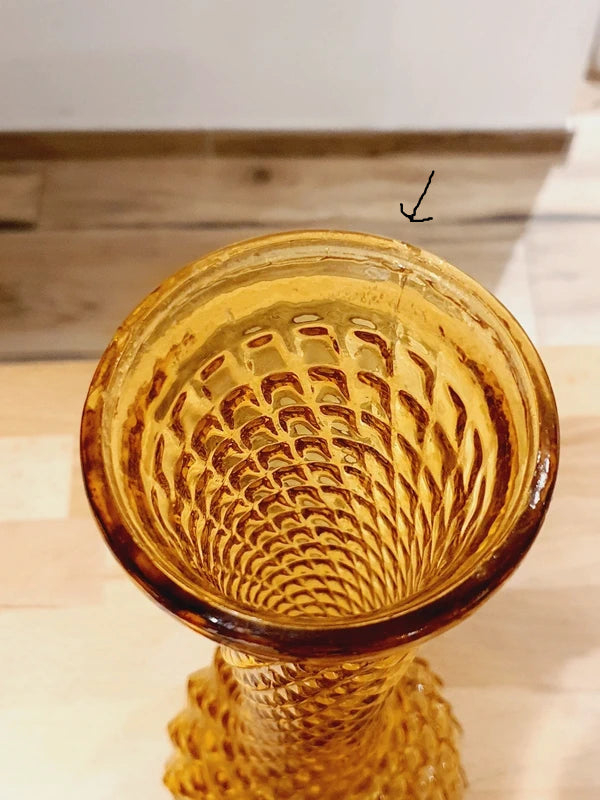 Grand Vase Ambré "Pointe de Diamant" : Éclat Vintage (60-70's) - LVR