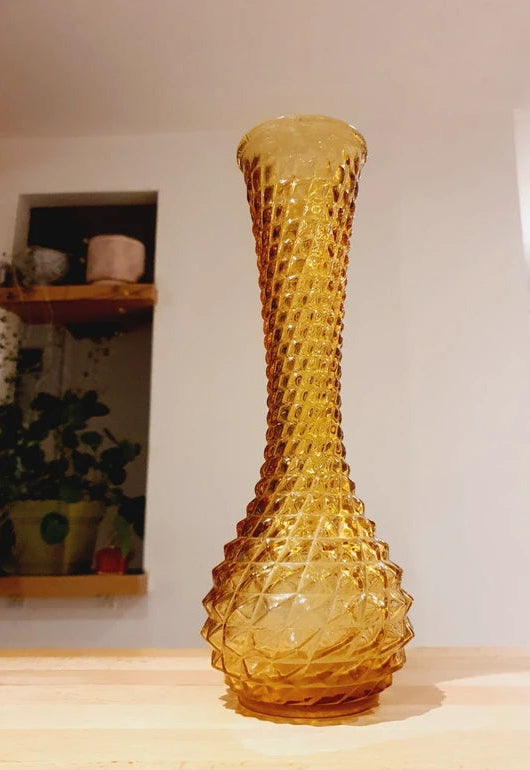 Grand Vase Ambré "Pointe de Diamant" : Éclat Vintage (60-70's) - LVR