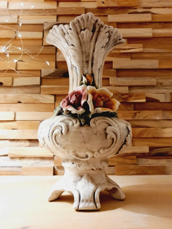 Vase Majestueux Capodimonte – Porcelaine Barbotine en Relief 3D (Naples, 60s) - LVR