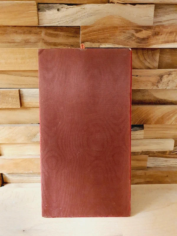 Une mise en scène de style rétro-romantique montrant un coin lecture chaleureux. Au centre, un petit tableau en bas-relief représentant une femme élégante à l'éventail est accroché sur un support en velours rouge, fixé à un mur en briques de bois. Vu de dos.