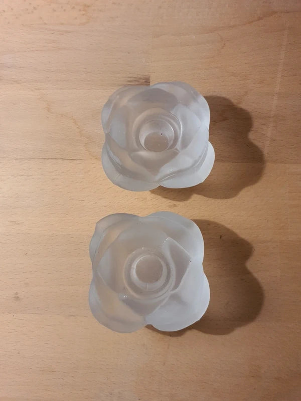 Paire de Bougeoirs "Roses Épanouies" en Verre Dépoli : Romantisme Vintage 🌹 - LVR
