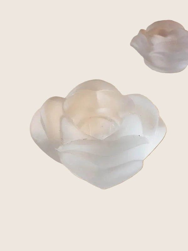 Paire de Bougeoirs "Roses Épanouies" en Verre Dépoli : Romantisme Vintage 🌹 - LVR