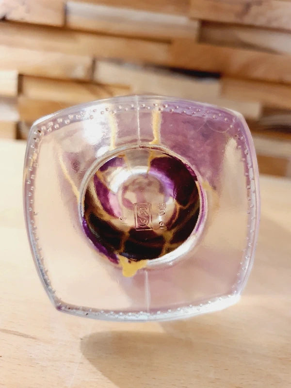 Bouteille d'Art en Verre Soufflé : Fuchsia & Or (Années 50-70) - LVR
