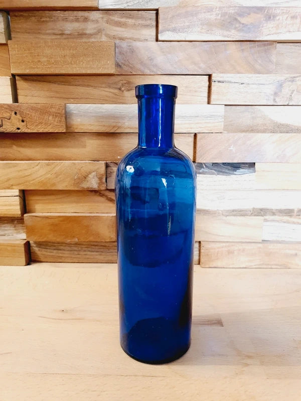 Fiole Apothicaire Vintage : Bleu Cobalt & Verre Bullé (Années 50-60) 💙 - LVR