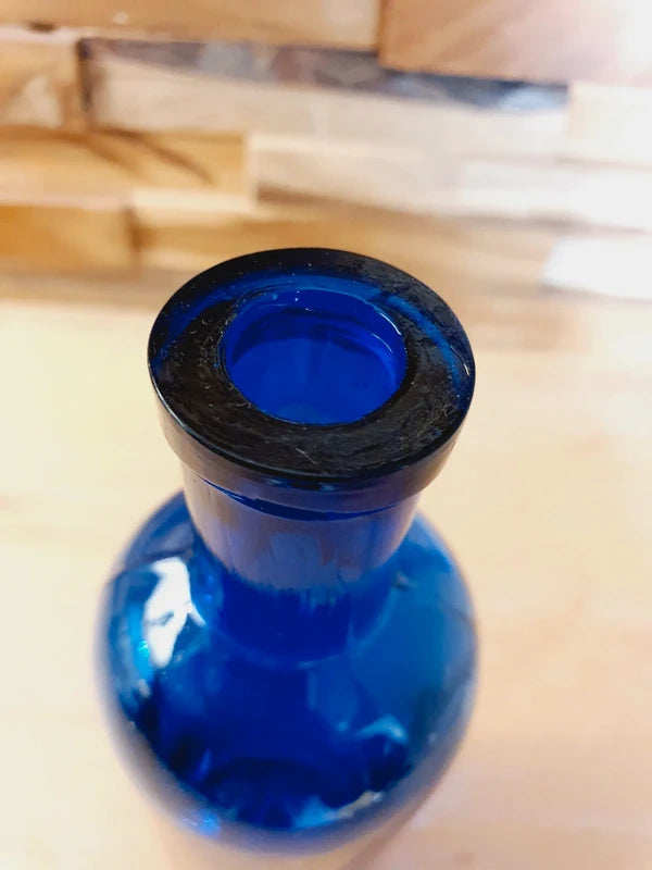 Fiole Apothicaire Vintage : Bleu Cobalt & Verre Bullé (Années 50-60) 💙 - LVR