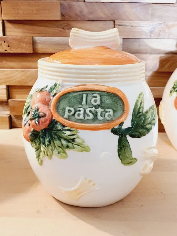 Trio de Pots "Pasta" en Céramique Figurative : L'Esprit Dolce Vita (Années 90) - LVR