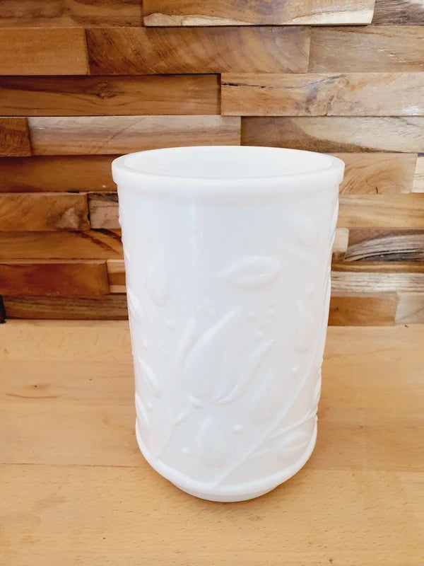 Vase en Verre Opale "Tulipes en Relief" : Éclat et Romantisme Vintage🌷 - LVR