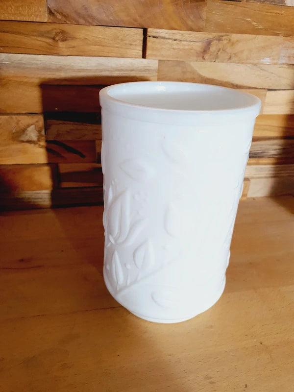 Vase en Verre Opale "Tulipes en Relief" : Éclat et Romantisme Vintage🌷 - LVR