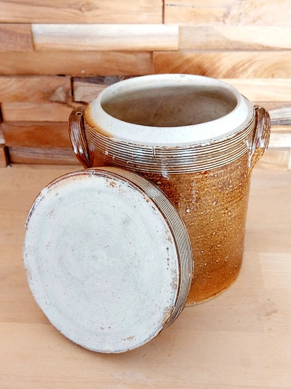 Saloir Ancien en Grès au Sel : Marron Miroir et Esprit Farmhouse (1,4 kg) 🏺🇫🇷 - LVR