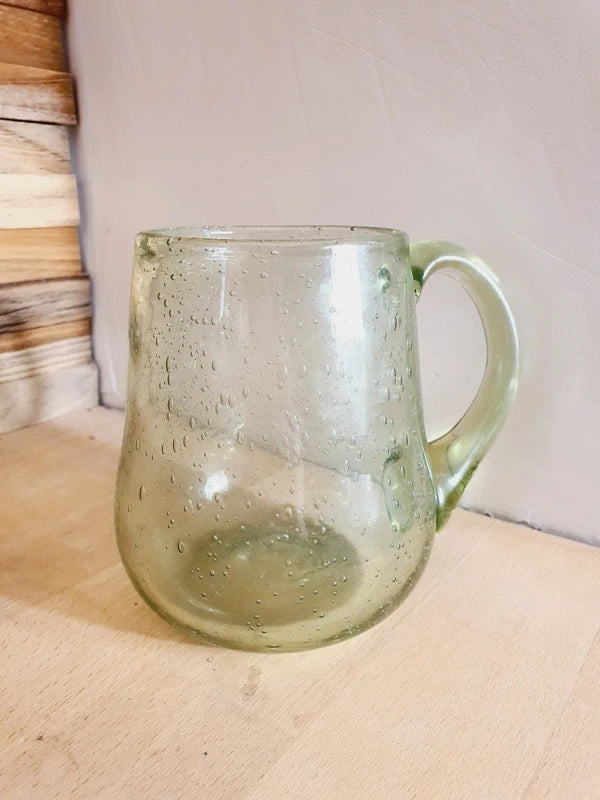 Chope en Verre Soufflé Bullé : Charme Artisanal Vert d'Eau - LVR