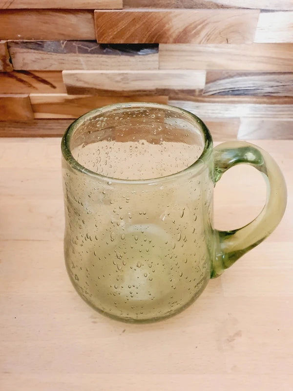 Chope en Verre Soufflé Bullé : Charme Artisanal Vert d'Eau - LVR