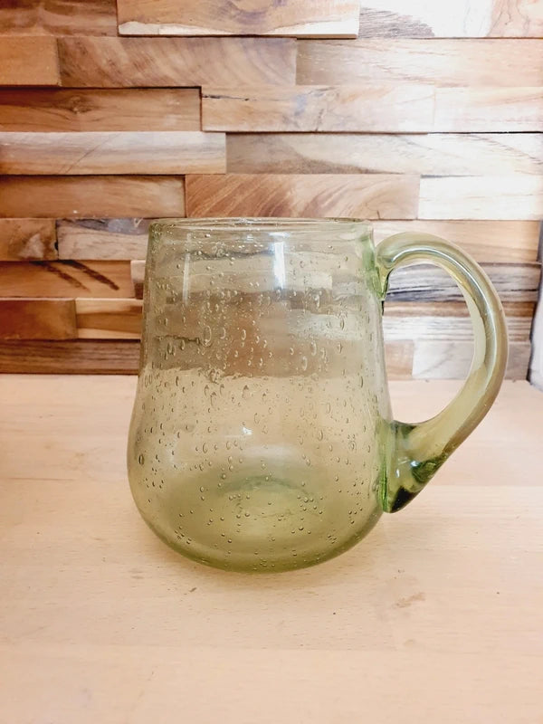 Chope en Verre Soufflé Bullé : Charme Artisanal Vert d'Eau - LVR