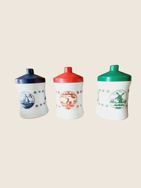 Lot de 3 Bocaux Milk Glass "Folklore Hollandais" : Le Chic Rétro-Pop (70's) 🇳🇱 - LVR