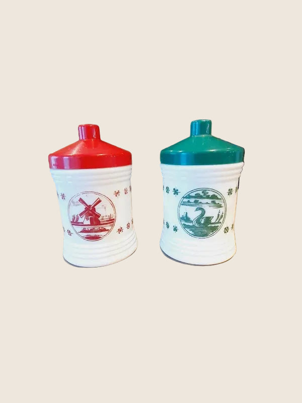 Lot de 2 Bocaux Milk Glass "Folklore Hollandais" : Le Chic Rétro-Pop (70's) 🇳🇱 - LVR