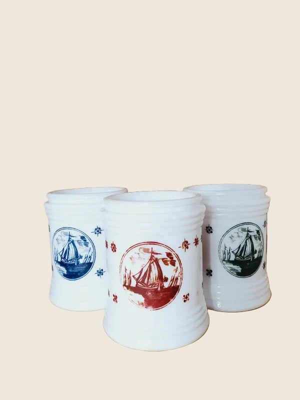 Lot de 3 Bocaux Milk Glass "Folklore Hollandais" : Le Chic Rétro-Pop (70's) 🇳🇱 - LVR