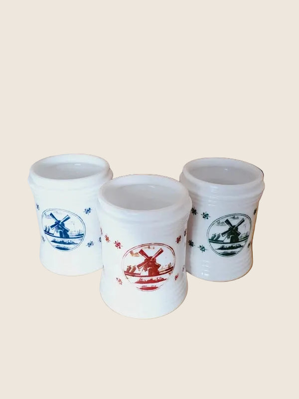 Lot de 3 Bocaux Milk Glass "Folklore Hollandais" : Le Chic Rétro-Pop (70's) 🇳🇱 - LVR