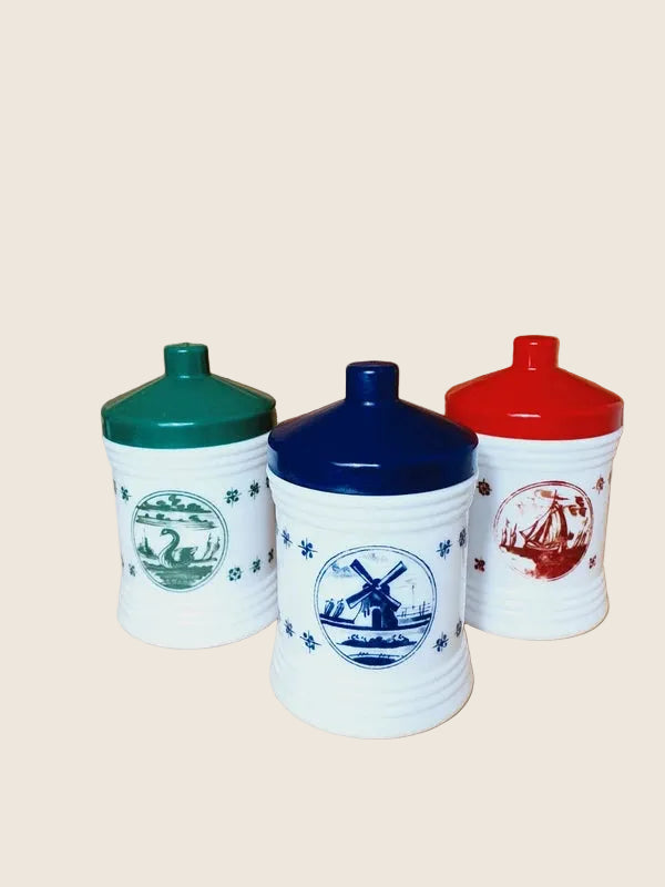 Lot de 3 Bocaux Milk Glass "Folklore Hollandais" : Le Chic Rétro-Pop (70's) 🇳🇱 - LVR