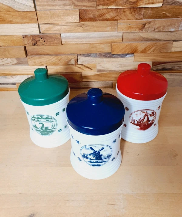 Lot de 3 Bocaux Milk Glass "Folklore Hollandais" : Le Chic Rétro-Pop (70's) 🇳🇱 - LVR