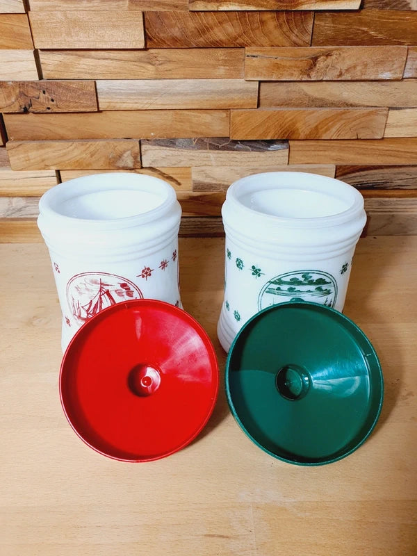 Lot de 2 Bocaux Milk Glass "Folklore Hollandais" : Le Chic Rétro-Pop (70's) 🇳🇱 - LVR