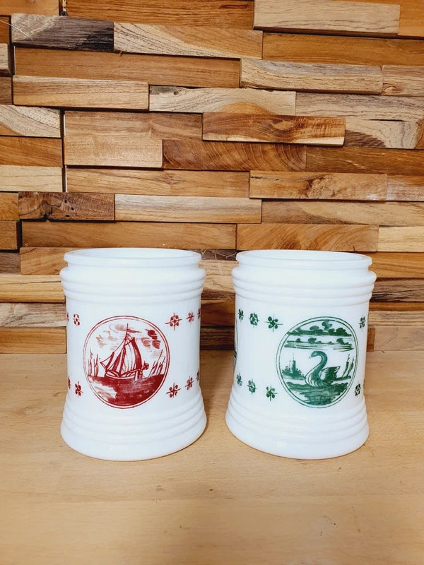 Lot de 2 Bocaux Milk Glass "Folklore Hollandais" : Le Chic Rétro-Pop (70's) 🇳🇱 - LVR