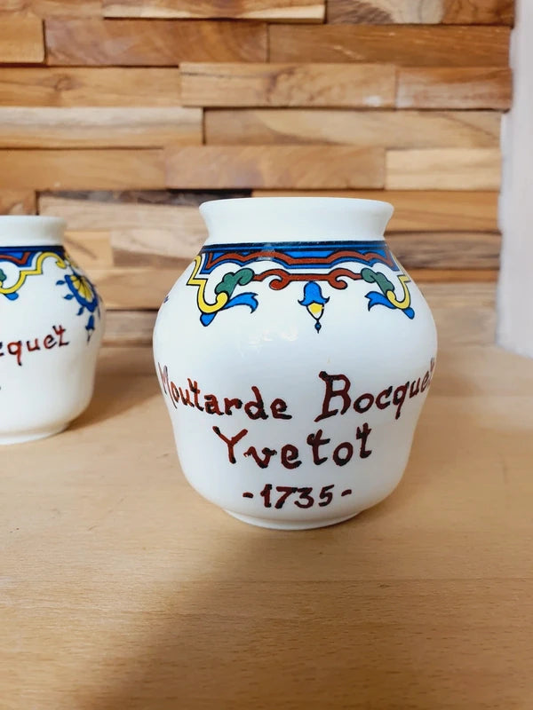Paire de Pots à Moutarde Bocquet Yvetot : Charme Bistrot & Normandie (Années 60) 🇫🇷 - LVR