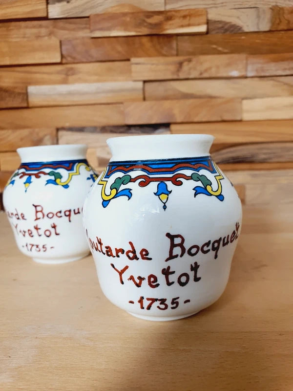 Paire de Pots à Moutarde Bocquet Yvetot : Charme Bistrot & Normandie (Années 60) 🇫🇷 - LVR