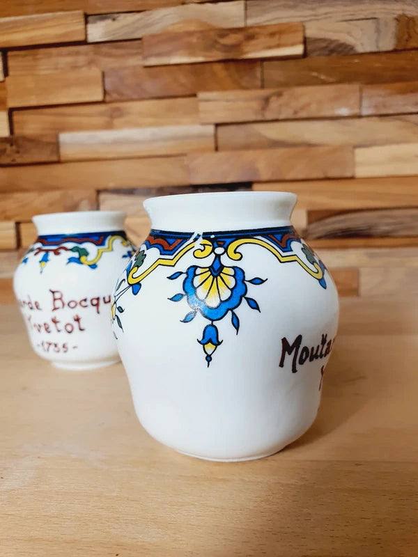Paire de Pots à Moutarde Bocquet Yvetot : Charme Bistrot & Normandie (Années 60) 🇫🇷 - LVR