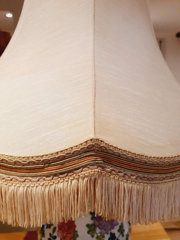 Grande Lampe Chinoiserie de Parquet : Porcelaine Famille Rose & Lin (50s-70s) 🌸