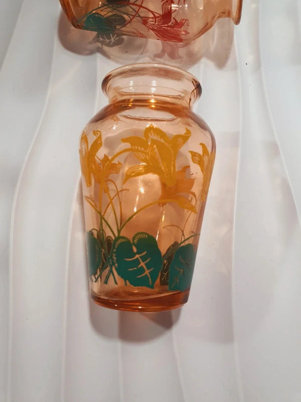 Duo de Petits Soliflores Vintage en Verre Lustré : Les Fleurs Pop (Années 1970)