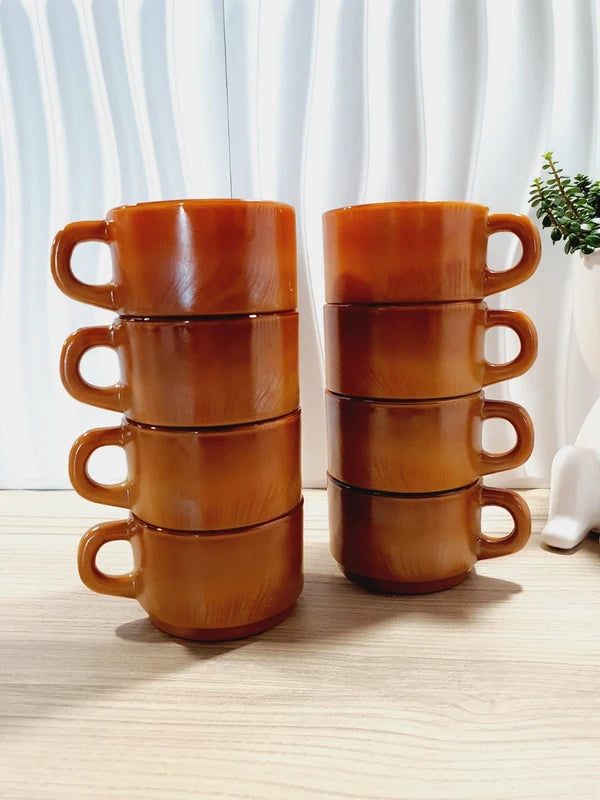 Lot de 8 Tasses à Café Arcopal "Volcan" : L'Esprit Pop des Années 70