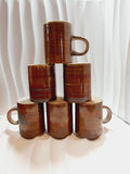 Lot 6 tasses en grès moucheté Denon : Le Charme Rustique (1970)
