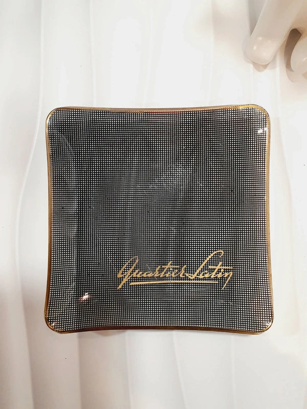 Coupelle Carrée Rétro "Quartier Latin" en Verre et Or (1960)