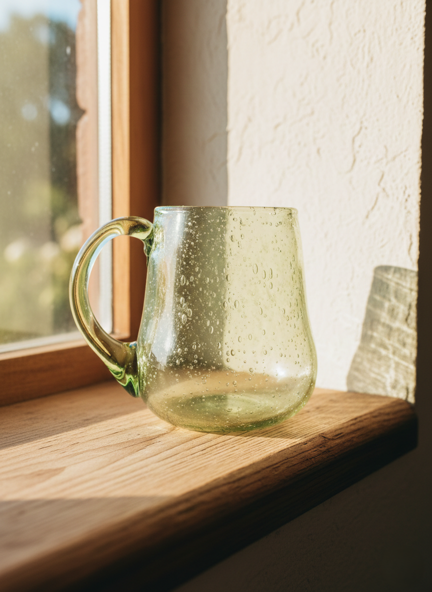 Chope en Verre Soufflé Bullé : Charme Artisanal Vert d'Eau - LVR