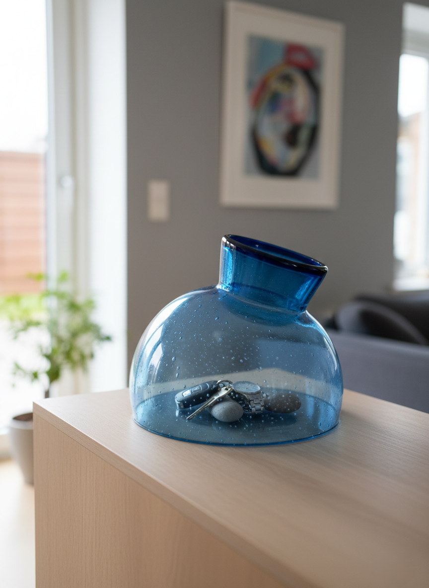Coupelle en Verre Bullé Bleu Méditerranée : L’Art du Souffle (Style Biot) - LVR