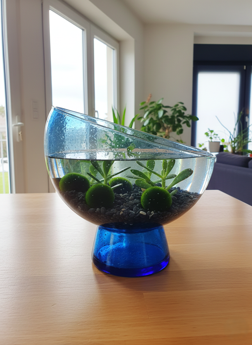 Coupelle en Verre Bullé Bleu Méditerranée : L’Art du Souffle (Style Biot) - LVR