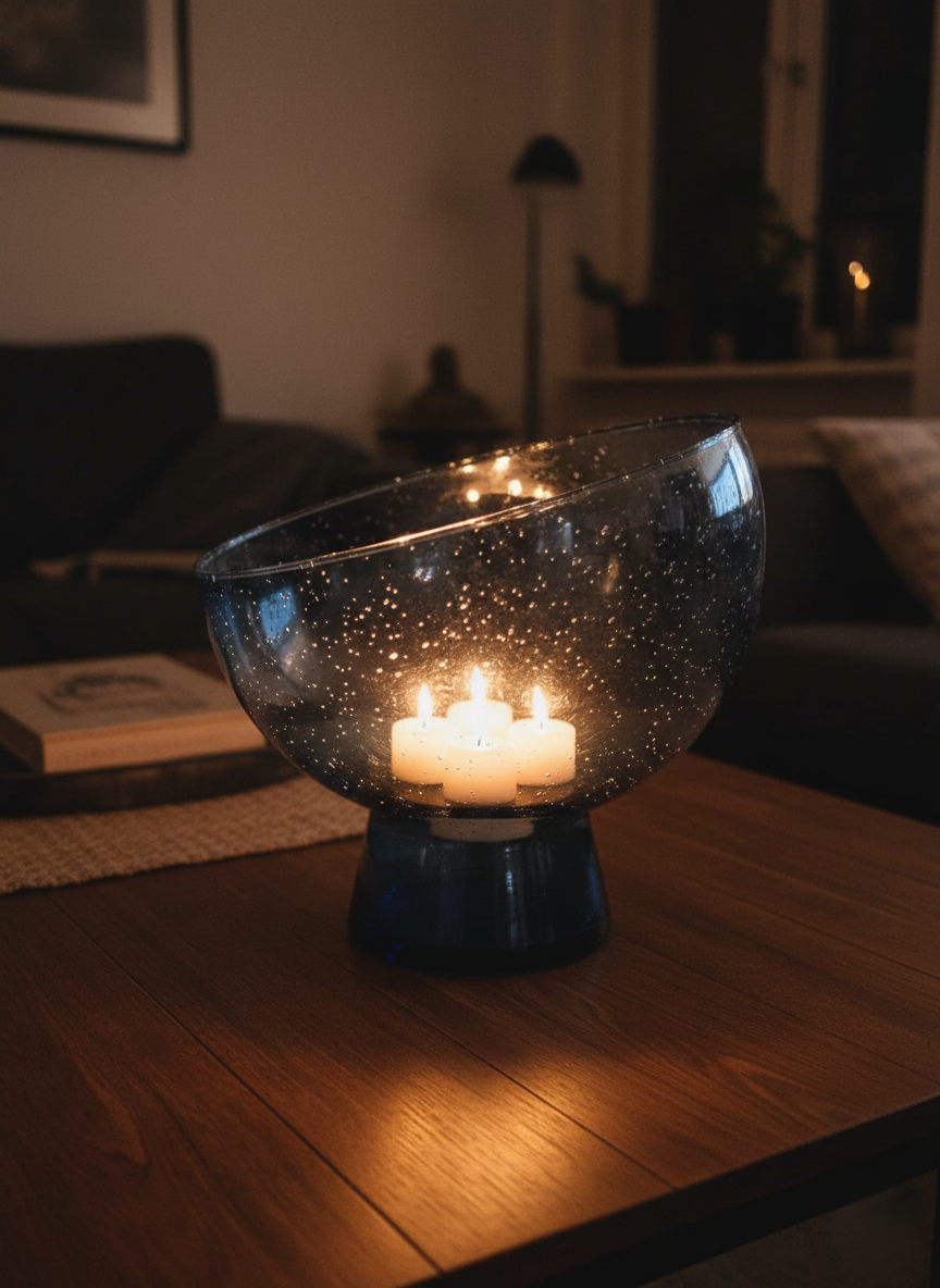 Coupelle en Verre Bullé Bleu Méditerranée : L’Art du Souffle (Style Biot) - LVR