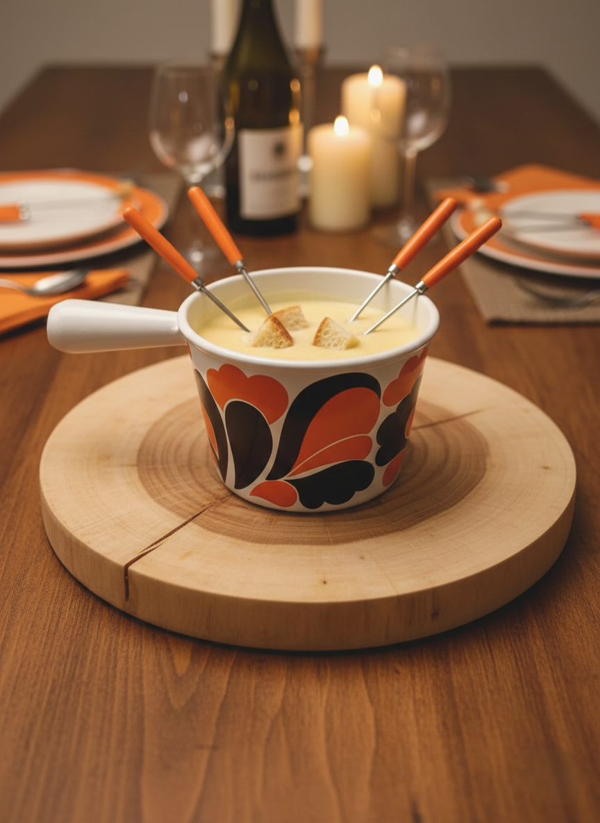 Craquelon Le Creuset "Paon" : L'Icône Pop de la Fondue (Années 60-70) 🇫🇷🧡 - LVR
