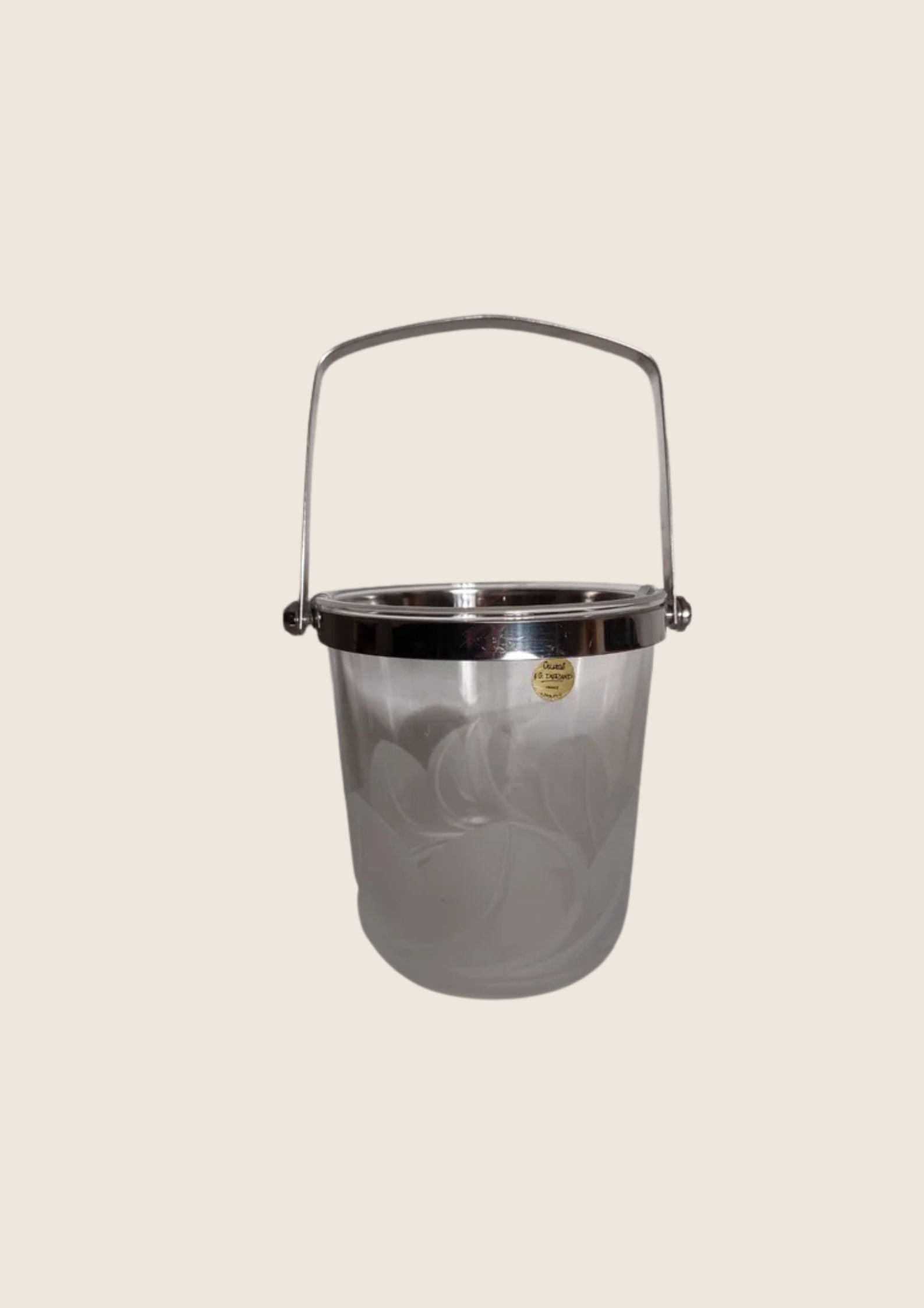 Seau à Glaçons JG Durand en Cristal 24% – Motif Feuilles Givré (Vintage 70s) - LVR