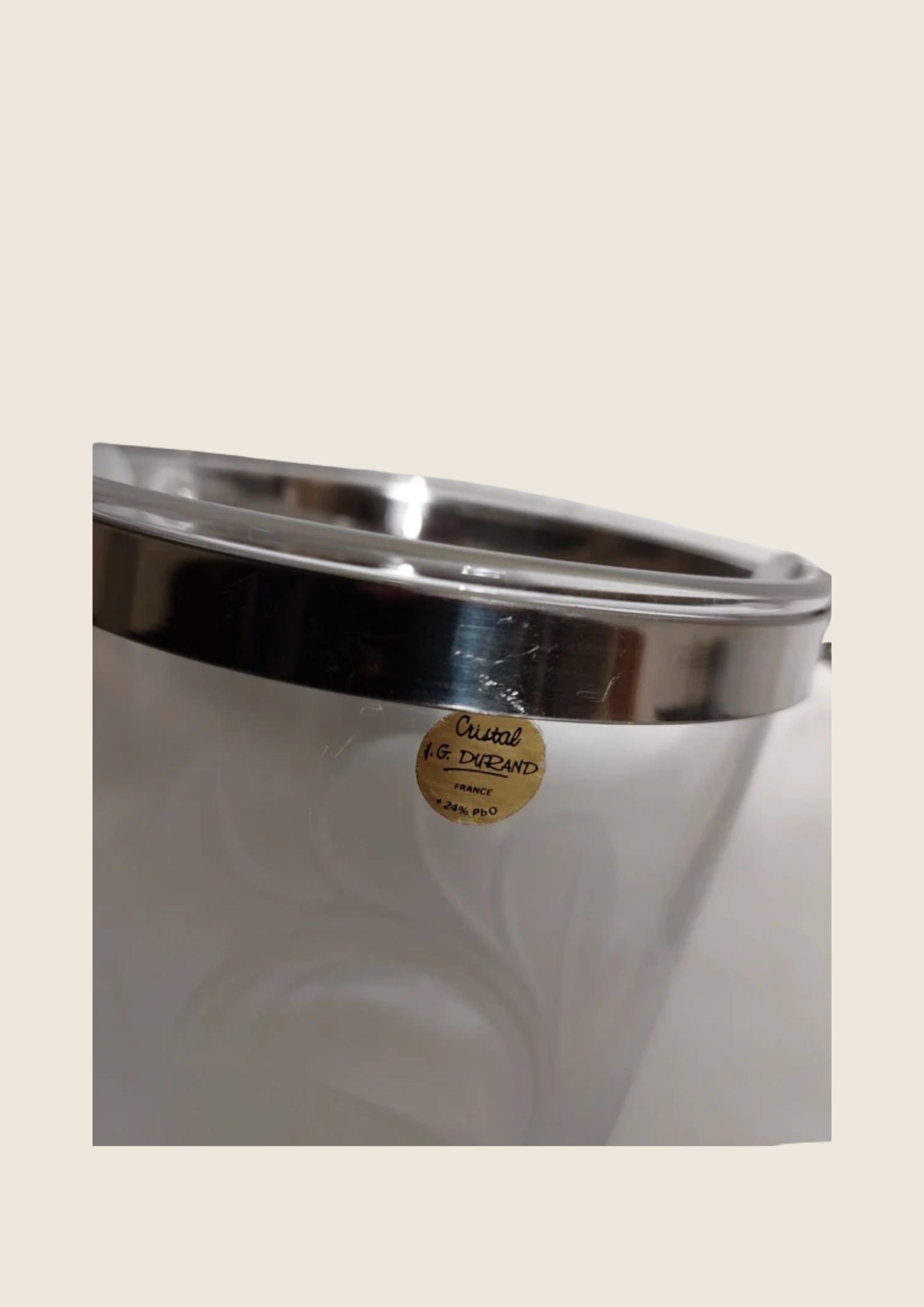 Seau à Glaçons JG Durand en Cristal 24% – Motif Feuilles Givré (Vintage 70s) - LVR