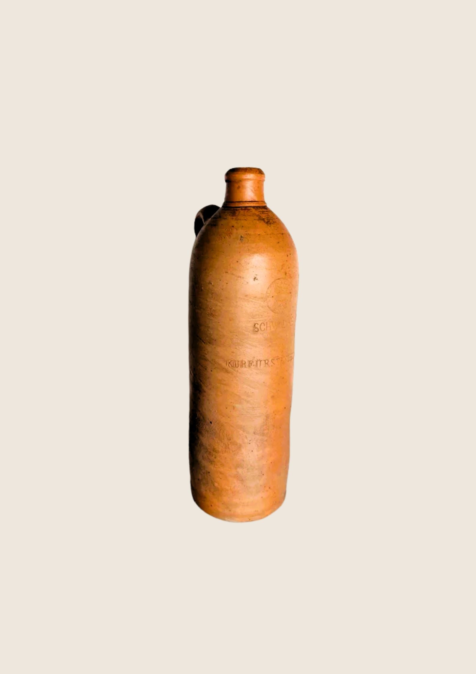 Bouteille Selters Antique en Grès Brun – Sceau "Schwalheim" (1860-1900) 29 cm - LVR