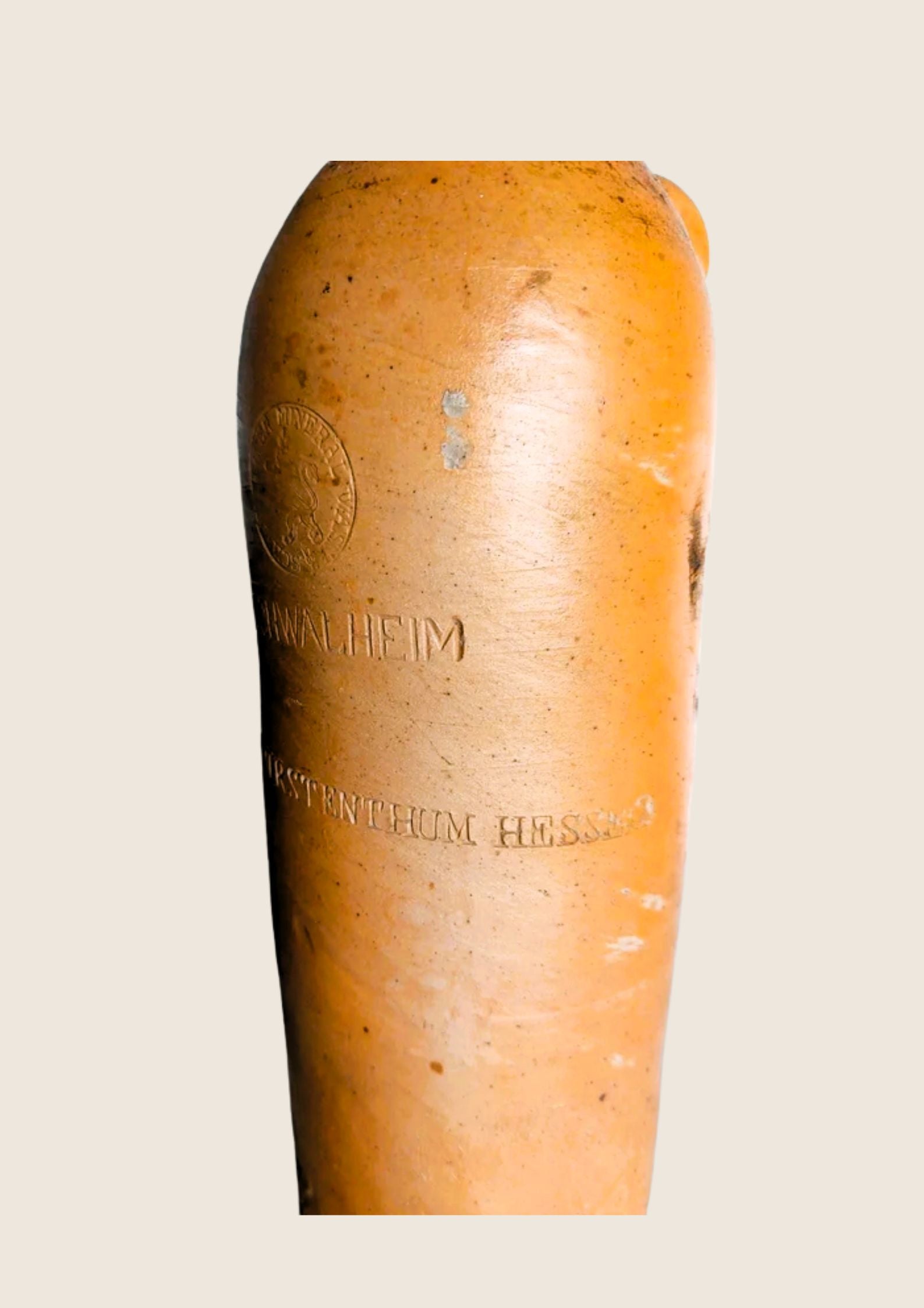 Bouteille Selters Antique en Grès Brun – Sceau "Schwalheim" (1860-1900) 29 cm - LVR