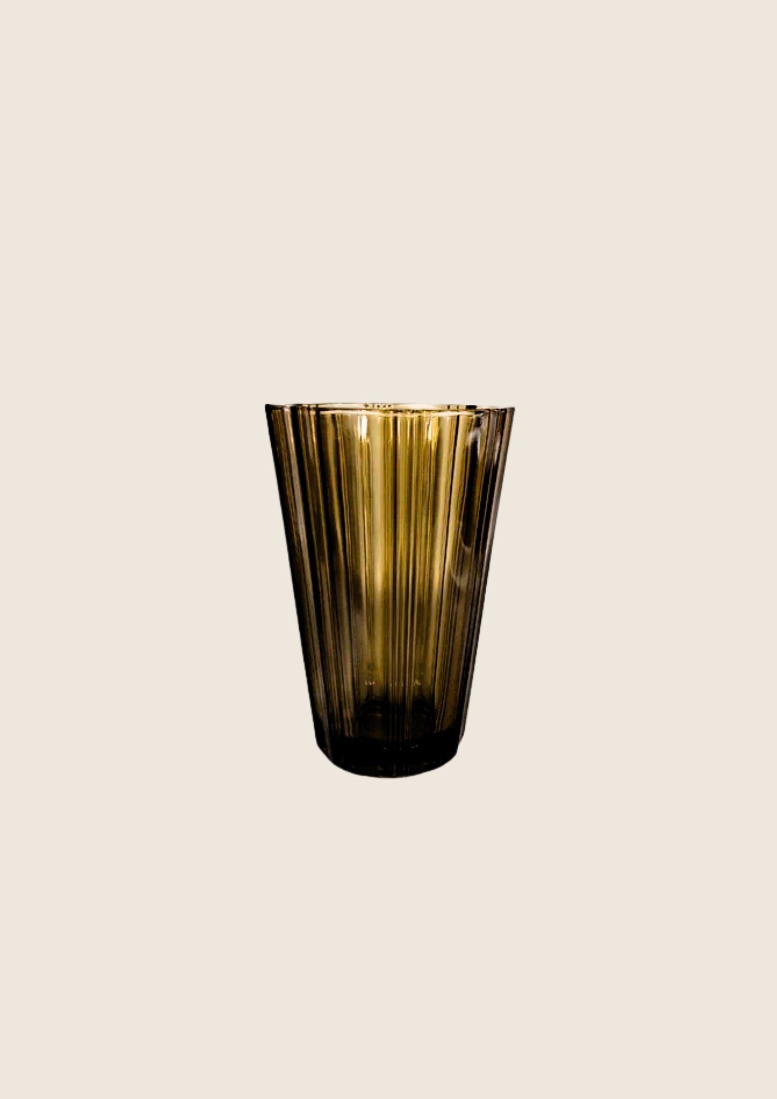 Vase Plissé en Verre Fumé – Design Français (Vintage 70s) - LVR