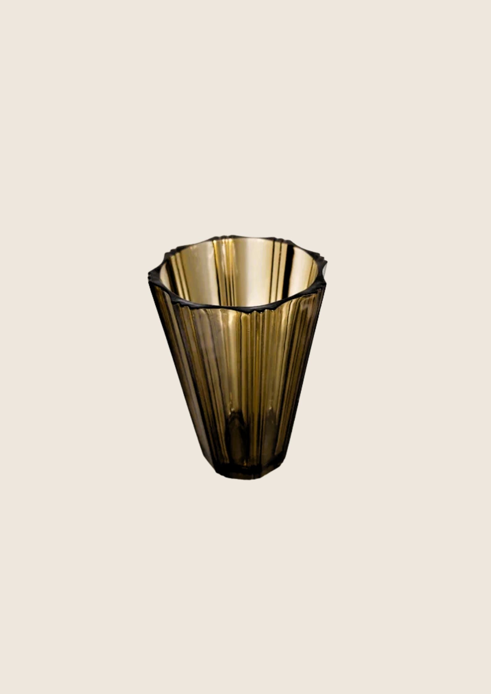 Vase Plissé en Verre Fumé – Design Français (Vintage 70s) - LVR
