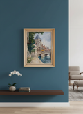 Tableau Vintage "Moret-sur-Loing" Signé A. Gounot - Paysage Bords du Loing - Encadré 47x38cm - LVR