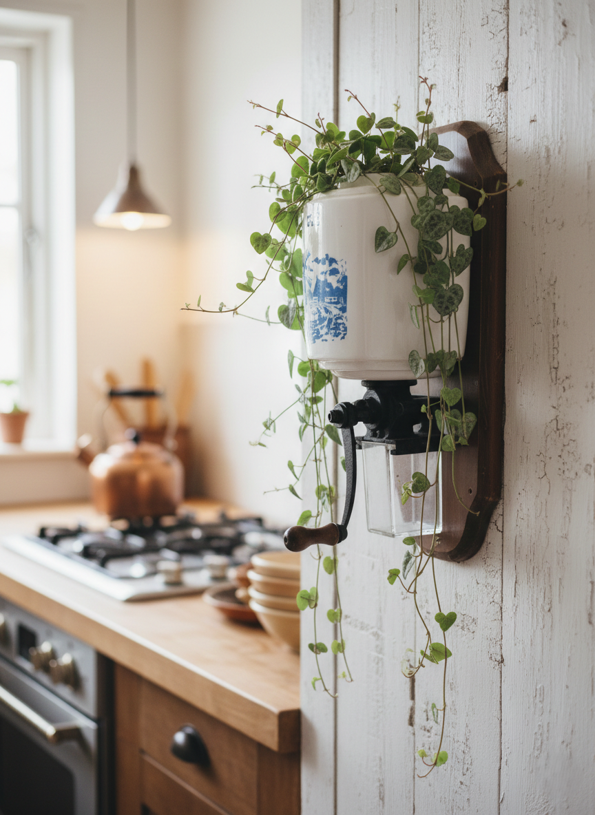 Ancien Moulin à Café Mural : Base Idéale Upcycling et Déco Plantes (Années 50) ☕🌿 - LVR