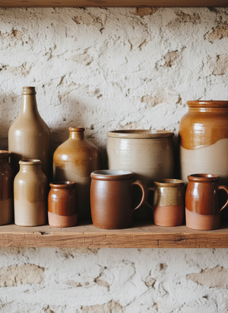 Pot en Grès Ancien avec Anse : L'Authenticité du Terroir Français (1920-1950) 🇫🇷🏺 - LVR
